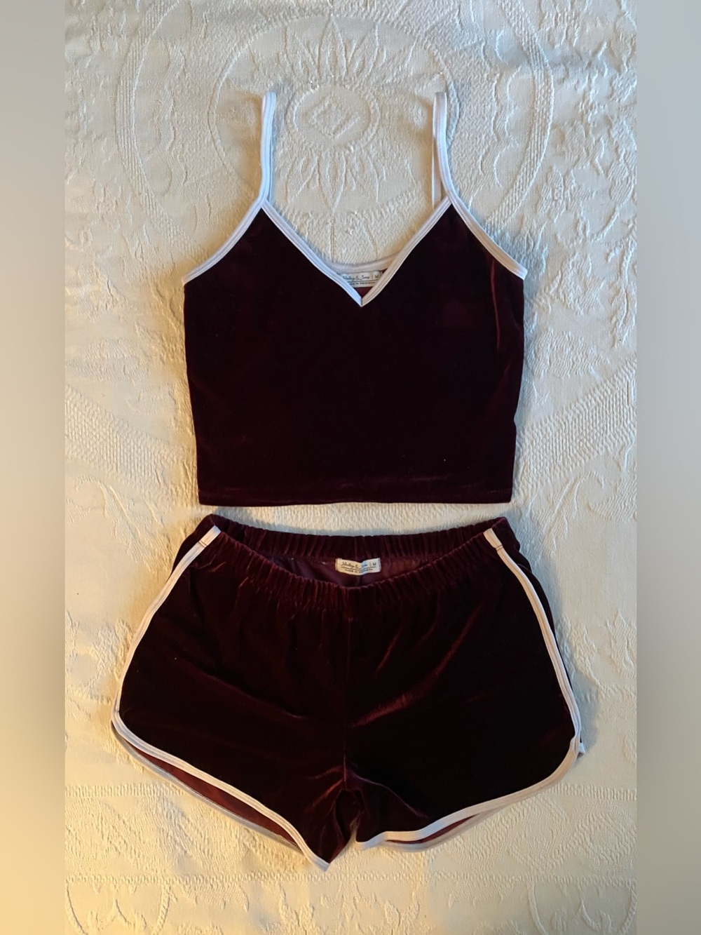 Adorable Burgundy Velvet Lounge Set - Fits XS | S